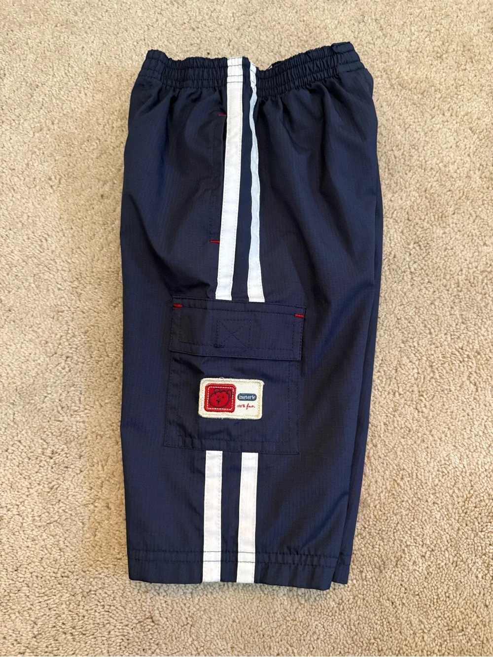Carter's Navy Jogger Sweatpants with White Stripes and Patch